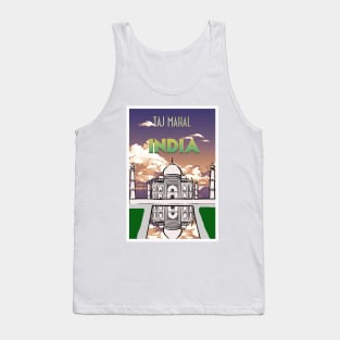 Taj Mahal Retro Travel Poster Tank Top